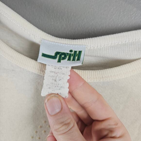 Y2K Spit Cream Long Sleeve Star Top Vintage 2000s Star Graphic Minimal Aesthetic - Picture 5 of 8